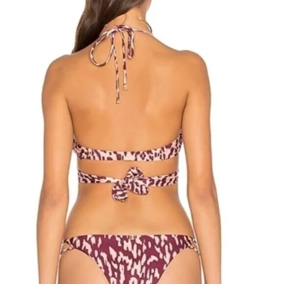 ViX Swimwear Bali Middle Loop Bikini Top Burgundy Leopard Print NWT Size S - Picture 2 of 8